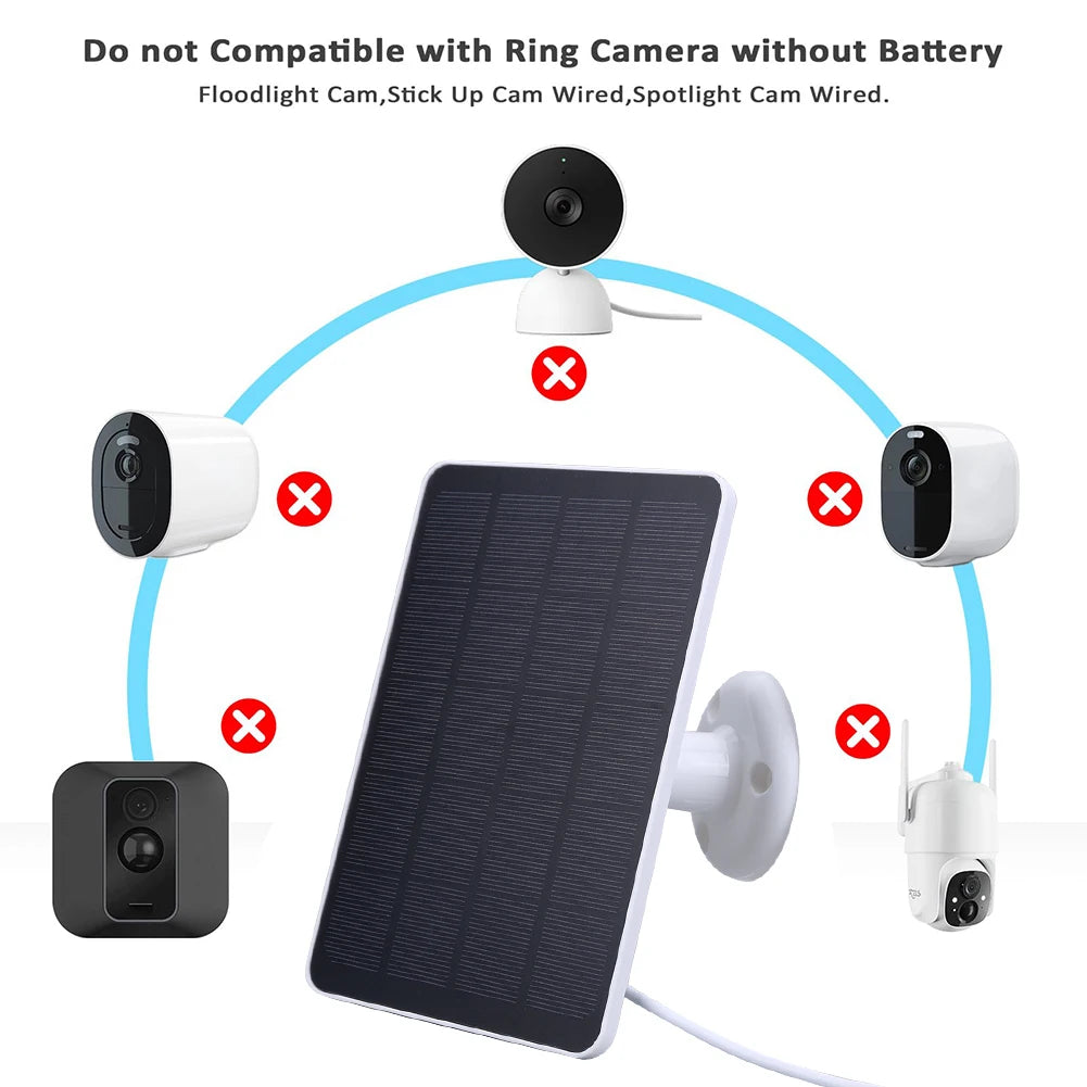 20W Solar Panel Kit with 3-meter Charging Cable Portable Solar Panel 360 Rotating for Ring Spotlight Camera/Ring Stick Up Camera