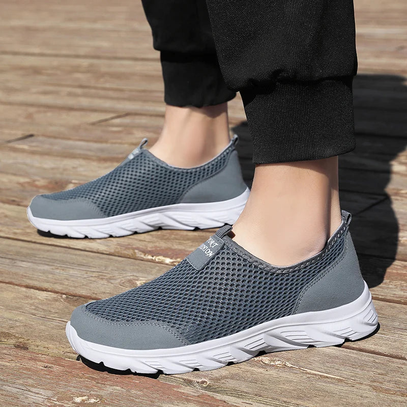 Breathable Summer Sneakers Men Casual Sport Shoes Light Weight Mesh Footwear For Running Slip On Walking Shoes