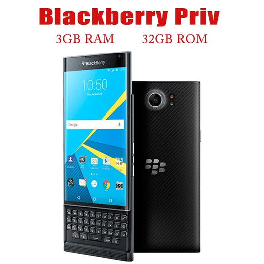 Original Unlocked BlackBerry Priv  Cell Phone  32GB ROM 3GB RAM 18MP Mobile Camera GPS Touch Screen Smartphone  1 year  Warranty