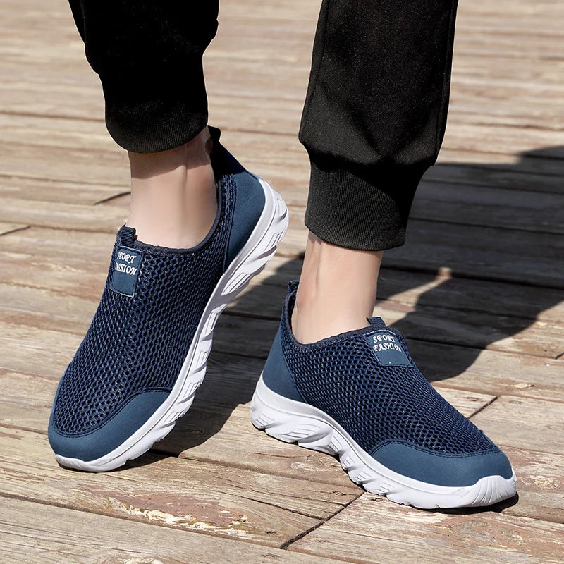 Breathable Summer Sneakers Men Casual Sport Shoes Light Weight Mesh Footwear For Running Slip On Walking Shoes