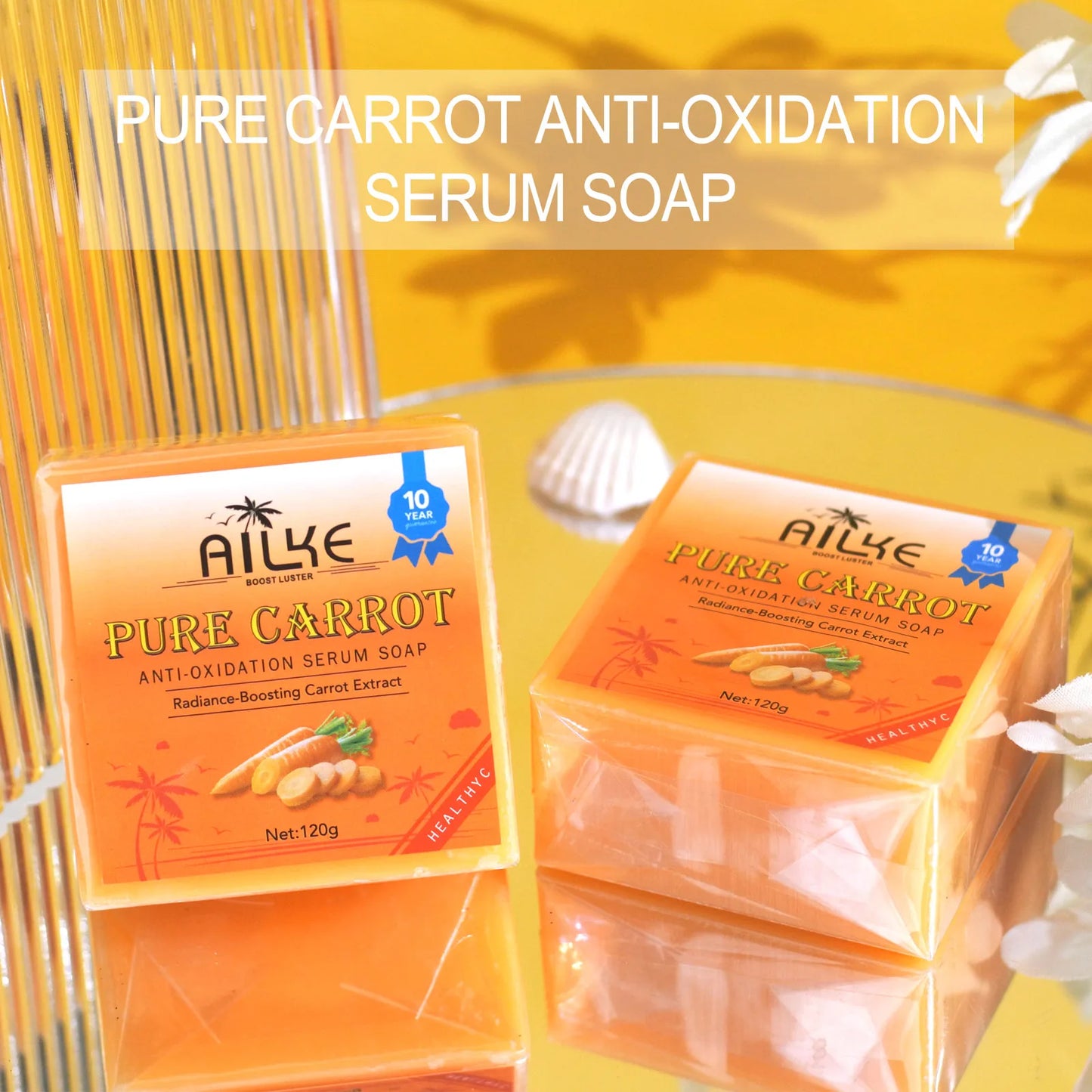 AILKE Pure Carrot Anti-Oxidation Serum Soap, Cleaning Stains, Skin Brightening Soap Bar, With Vitamin C, For Body And Face Use