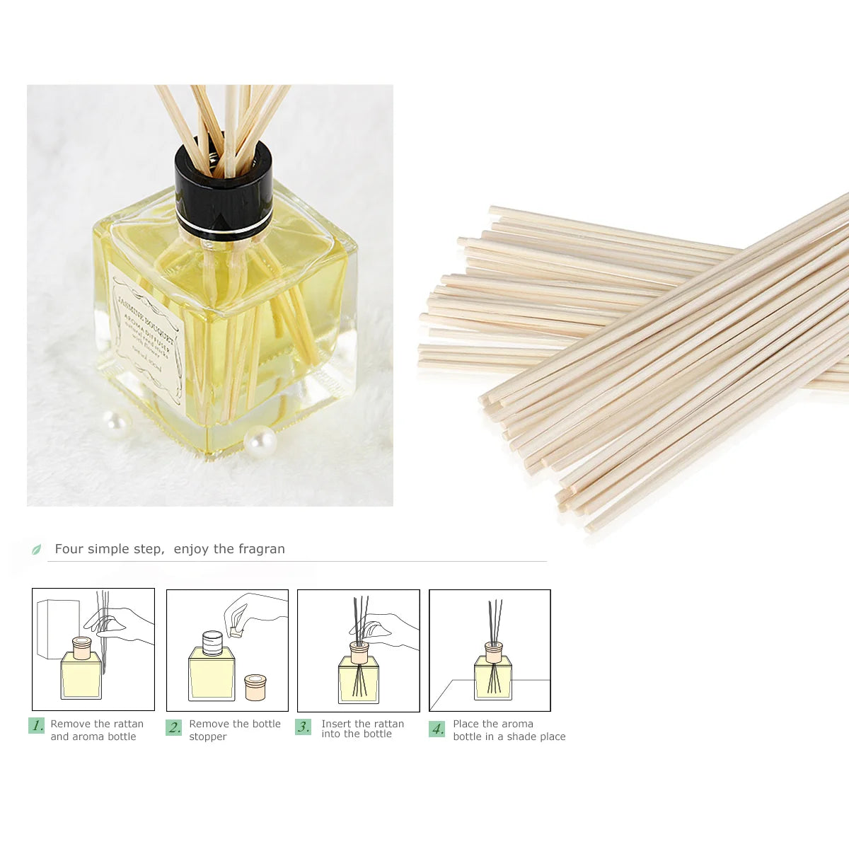 50pcs Wood Rattan Sticks Diffuser Sticks Replacement Essential Oil Aroma Diffuser Sticks ( Wood Color )