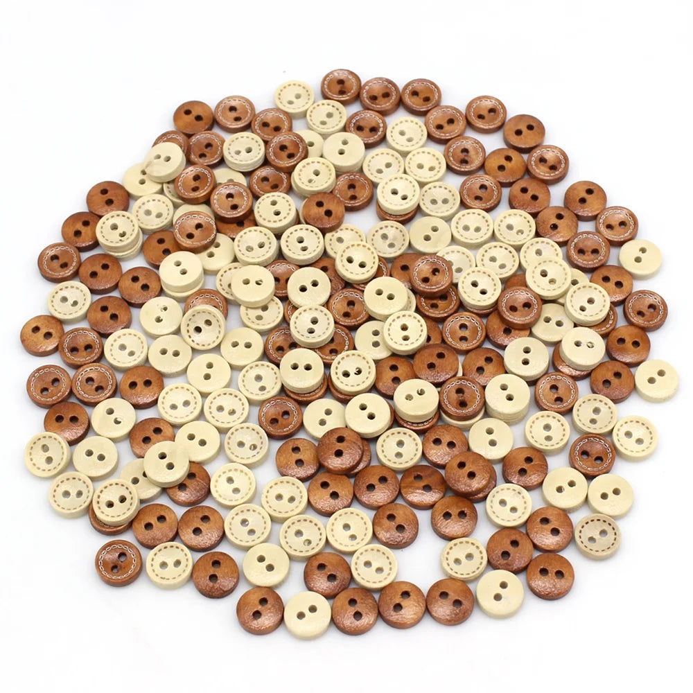 100pcs mixed mini buttons for doll craft scrapbooking wood small buttons 10mm diy crafts crafts materials