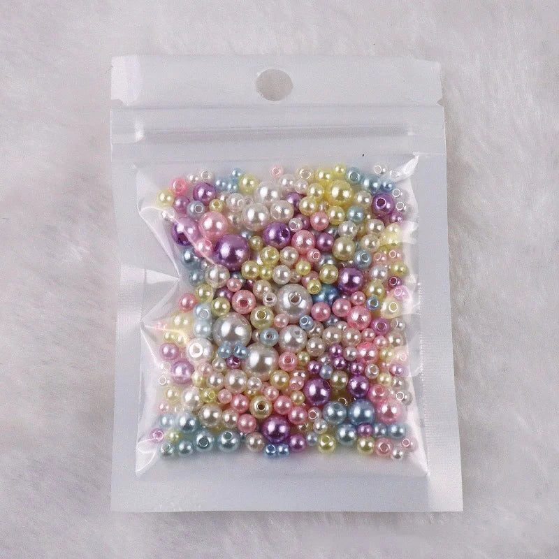 150Pcs Colorful Imitation Pearl Beads With Hole 3-8mm Round Resin Pearl Ball Beads Spacer Loose Beads for DIY Jewelry Craft Make