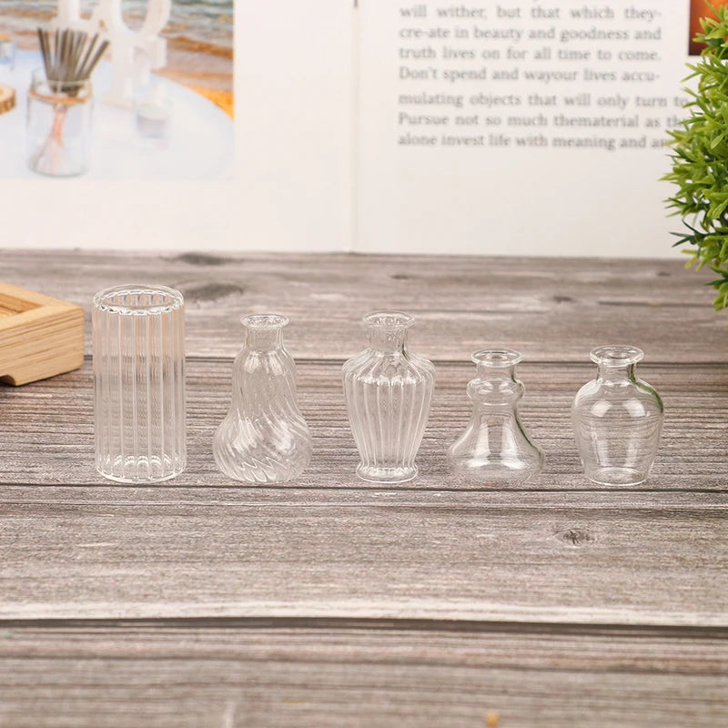 1Pc 1/6 or 1/12 Scale Miniature Dollhouse Glass Vase for Doll House Accessories Toy Dolls Room Decoration