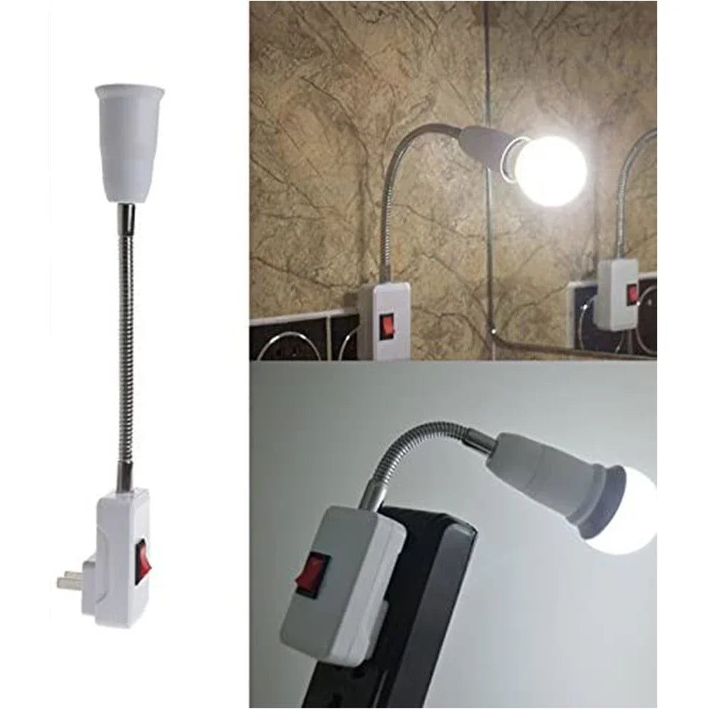 E27 EU / US Plug Lamp Base Conversion Led Light Wall Flexible Lamp Holder Converter With Switch Led Head Bulb Socket