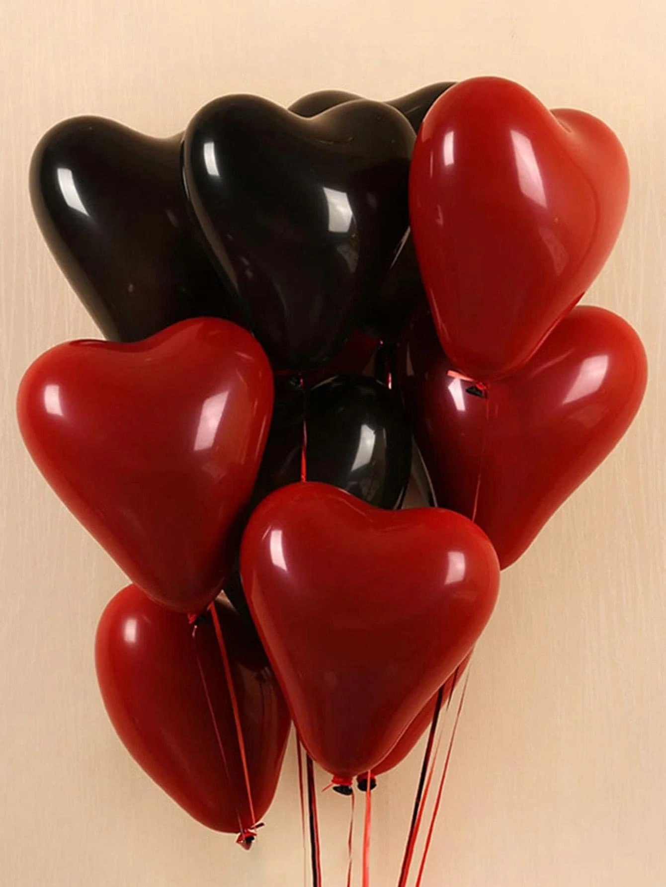 20Pcs Heart Shaped Balloons Red Pink Black Latex Balloon for DIY Valentine's Day Engagement Wedding Party Anniversary Decoration