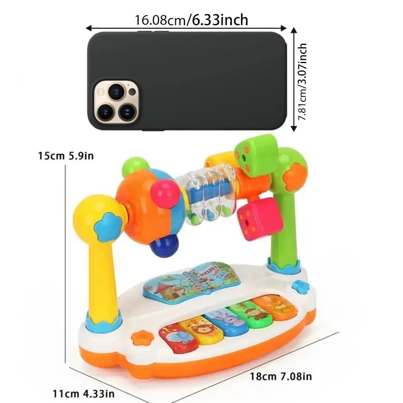 Baby Piano Toys Kids Rotating Music Piano Keyboard with Light Sound, Musical Toys for Toddlers, Early Educational Music Toy