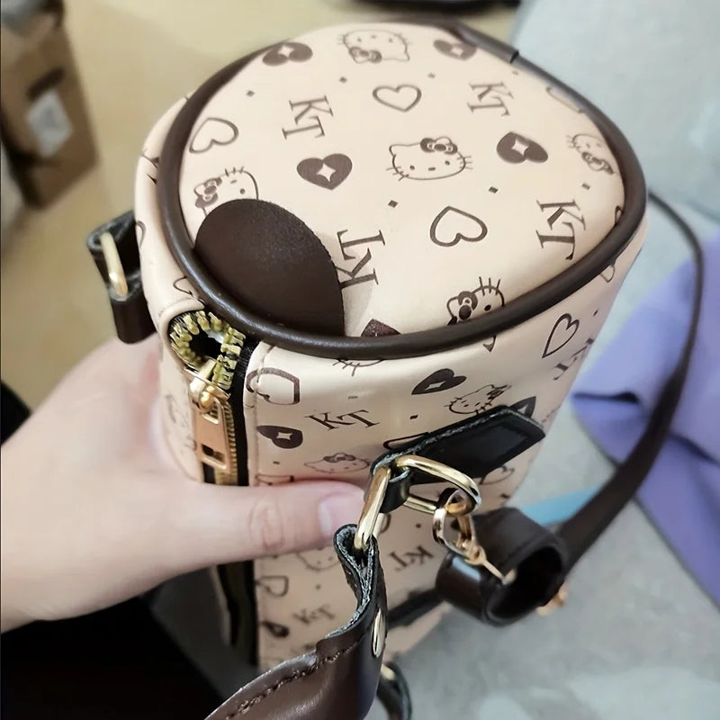 Hello Kitty bag Y2k new retro women handbag cartoon print cylinder bag Korean version versatile fashion girl fashion matching