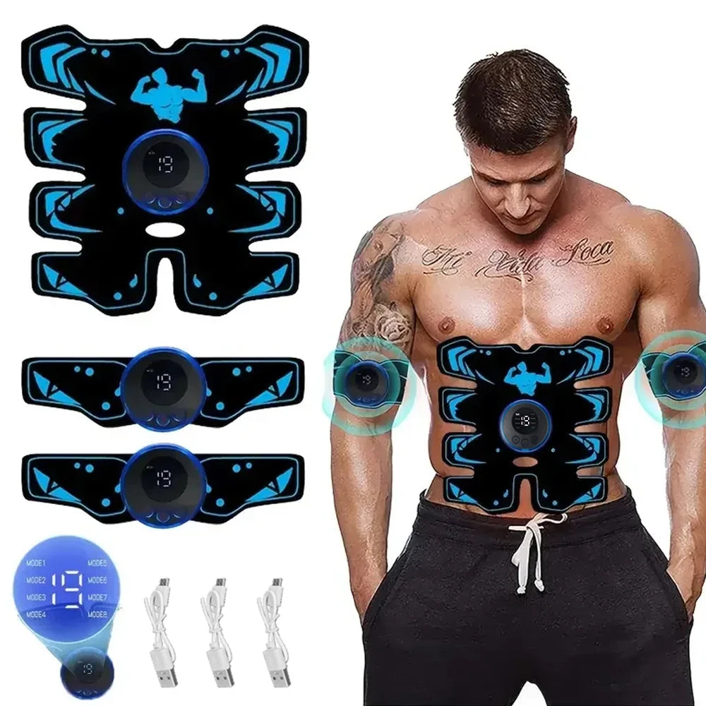 New USB Rechargeable EMS Muscle Stimulator ABS Arm 3 IN 1 Trainer Smart Wireless Fitness Abdominal Training Electric Body Slim