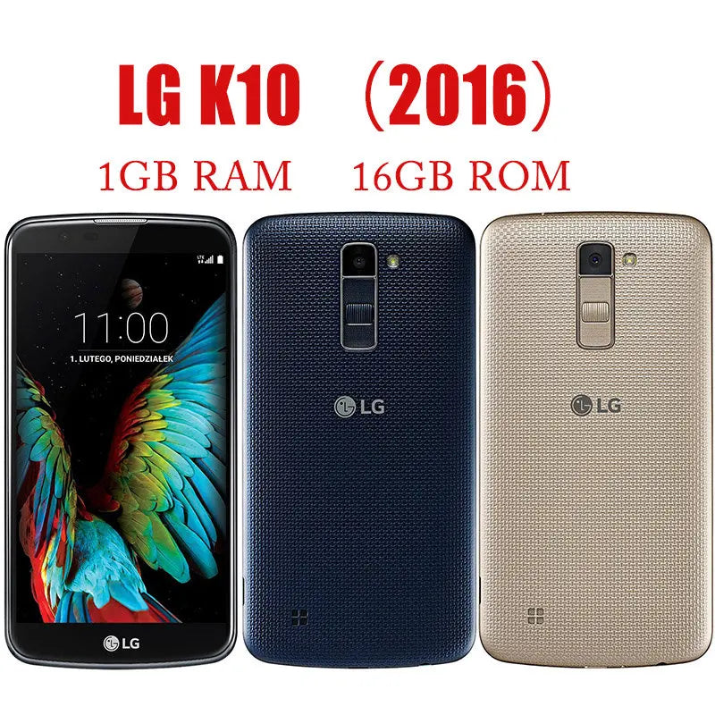 Original Unlocked LG K10 (2016) Smartphone 16GB ROM 1GB RAM Mobile 4G LTE Octa Core Rear Camera 13MP 5.3" Cell Phone Bluetooth