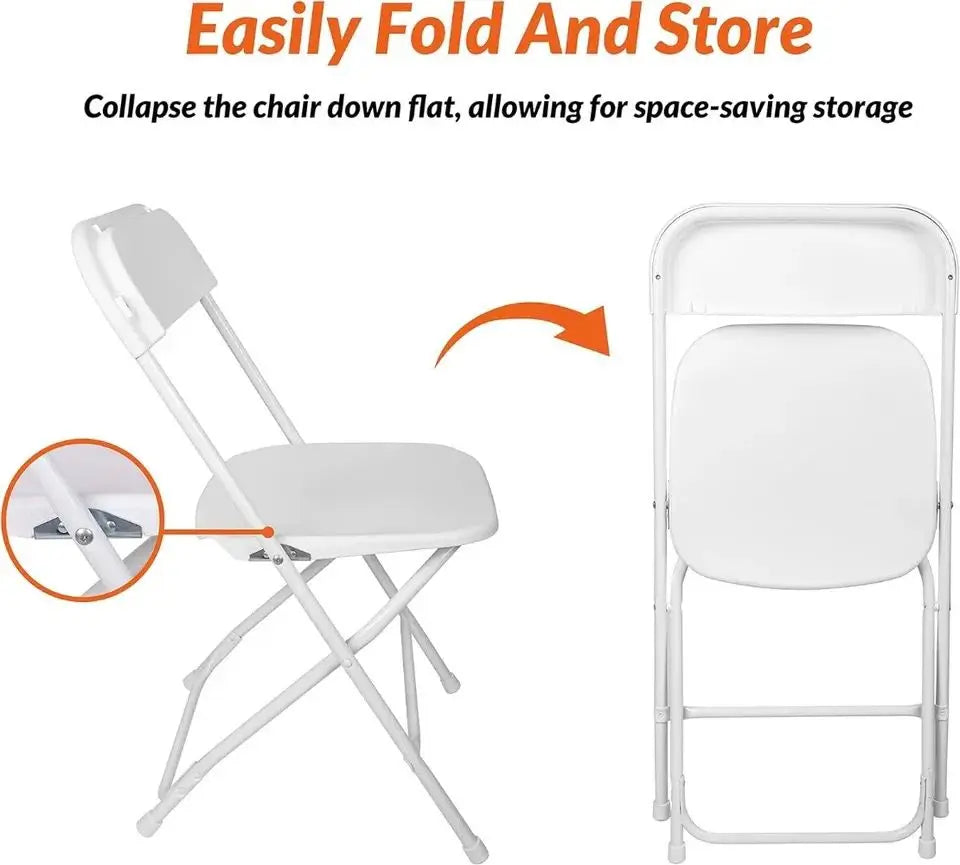 Signature Folding Plastic Chair with 500-Pound Capacity, White, 2-Pack