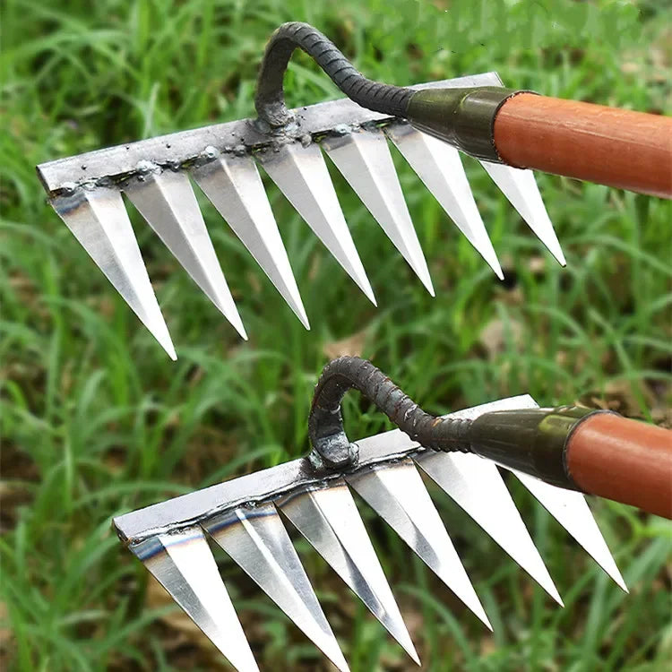 Gardening Hoe Weeding Rake Steel Farm Tool Grasping Raking Level Loosen Soil Harrow Clean Leaves Collect Weeds Agricultural Tool