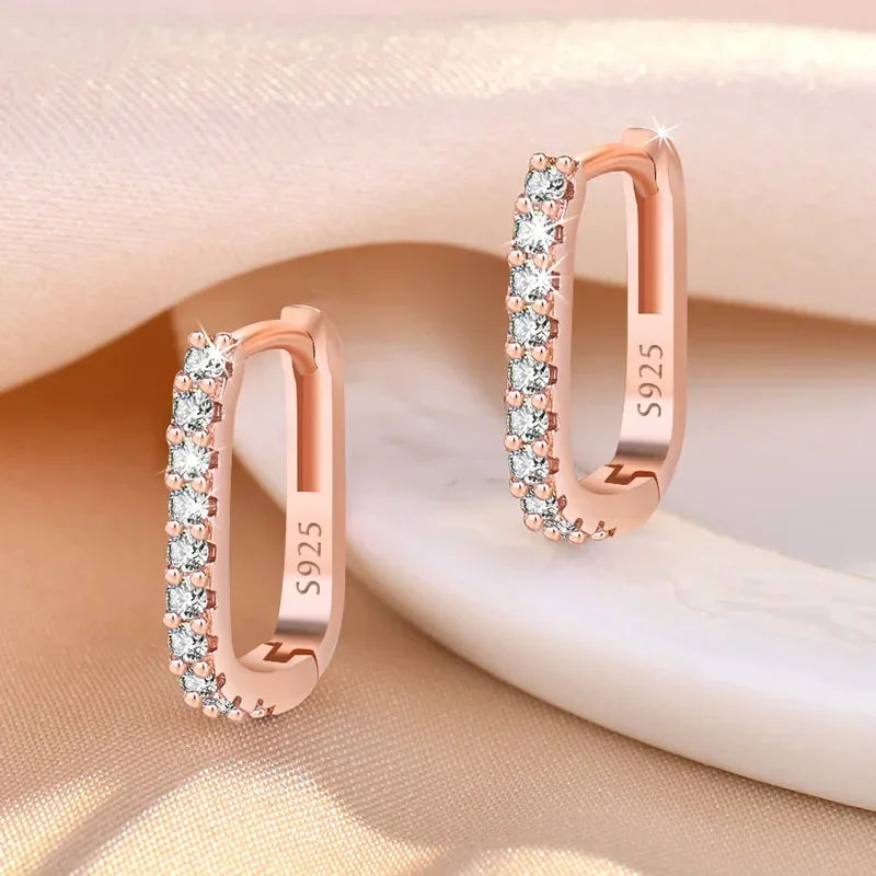 trending products 925 Sterling Silver Crystal Jewelry Fashion Zircon Circle Hoop Earrings for Woman Lady Wedding Party Gifts