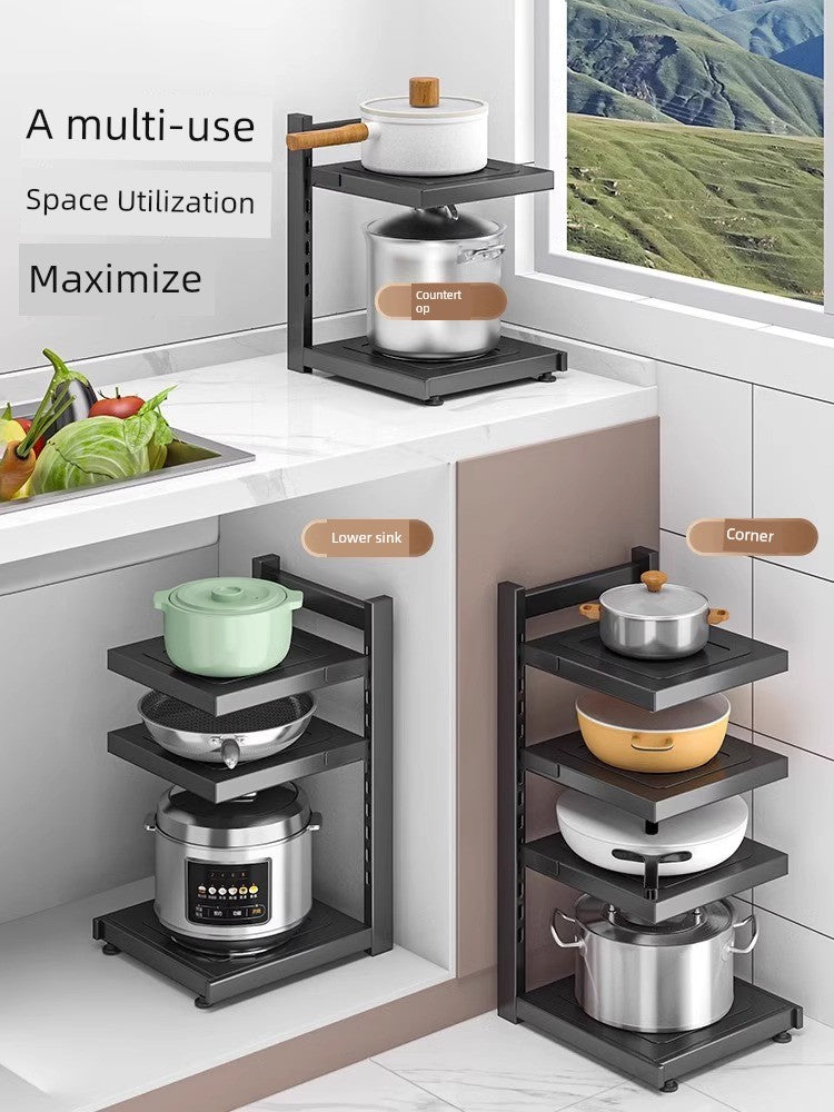 Multi-Layer Cookware Sink Countertop Kitchen Rack