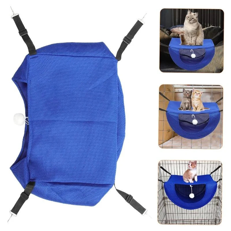 Double Layer Cat Cage Hammock,Breathable Mesh Hanging Pet Bed with Adjustable Lanyard,Suitable for Indoor Cats Kitten Ferret Ham