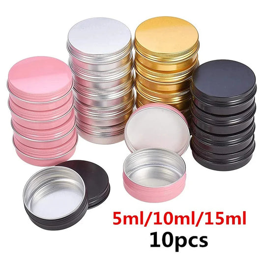 10Pcs 5ML/10ML/15ML Empty Aluminum Tin Jar For Packing Cream Balm Nail Candle Cosmetic Round Storage Container Mini Metal Boxes