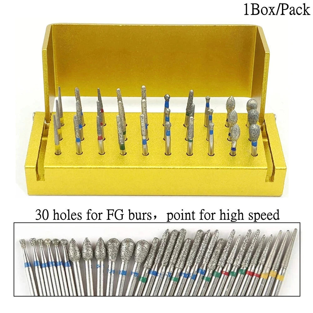 30Pcs Aluminium Dental Burs Diamond Set High Speed Sanding Teeth Polishing Drill Instrument Teeth Whitening Dentisry Tool