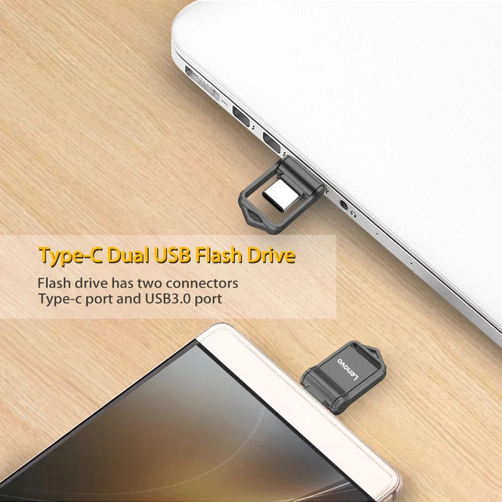 Lenovo Flash Drive 2TB USB 3.0 1TB High Speed TYPE-C Pen Drive Interface Dual-Use Flash Memory Stick For Mobile Phone Computer