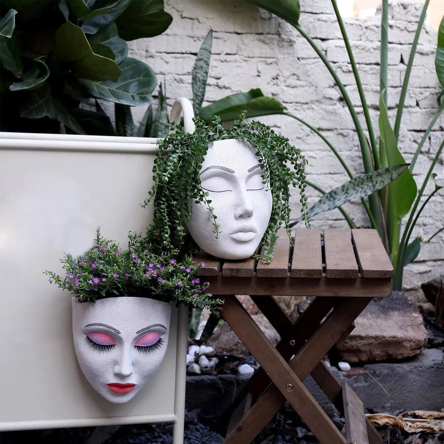 Resin Wall Mounted Planter Head Planter Succulent Plant Face Planter Pot