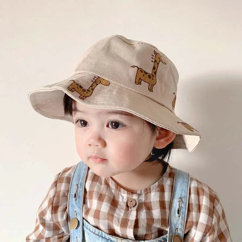 1pcs Spring Autumn Children's Bucket Cartoon Giraffe Sun Hat