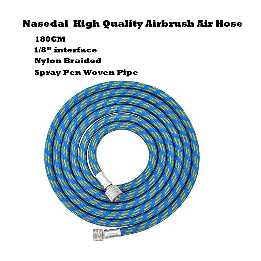 Professional Nylon Braided Airbrush Hose with Standard 1/8"*1.8m(5.9ft) Size Fitting on One End and a 1/8in For Air Brush