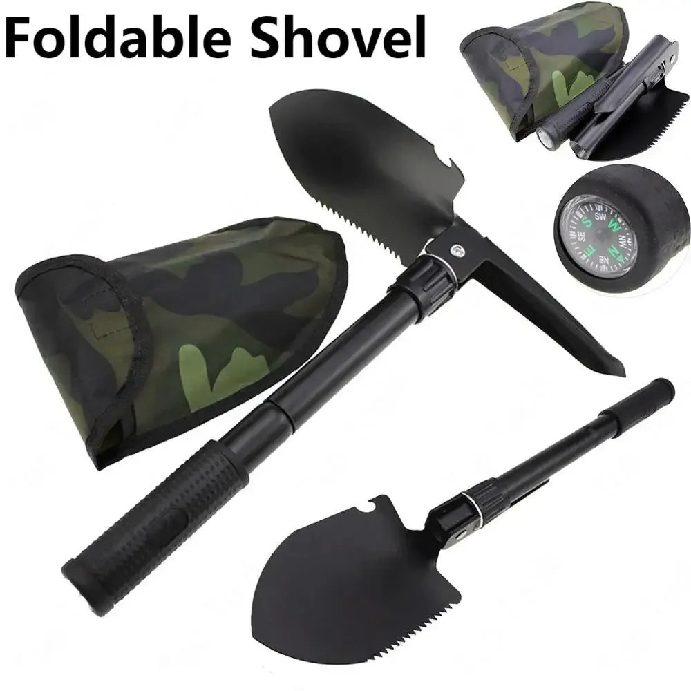 Outdoor Garden Shovel Folding Camping Shovels Spade Multi-function Military Tactical Shovel Garden Hoe Digging Hand Tool Kit