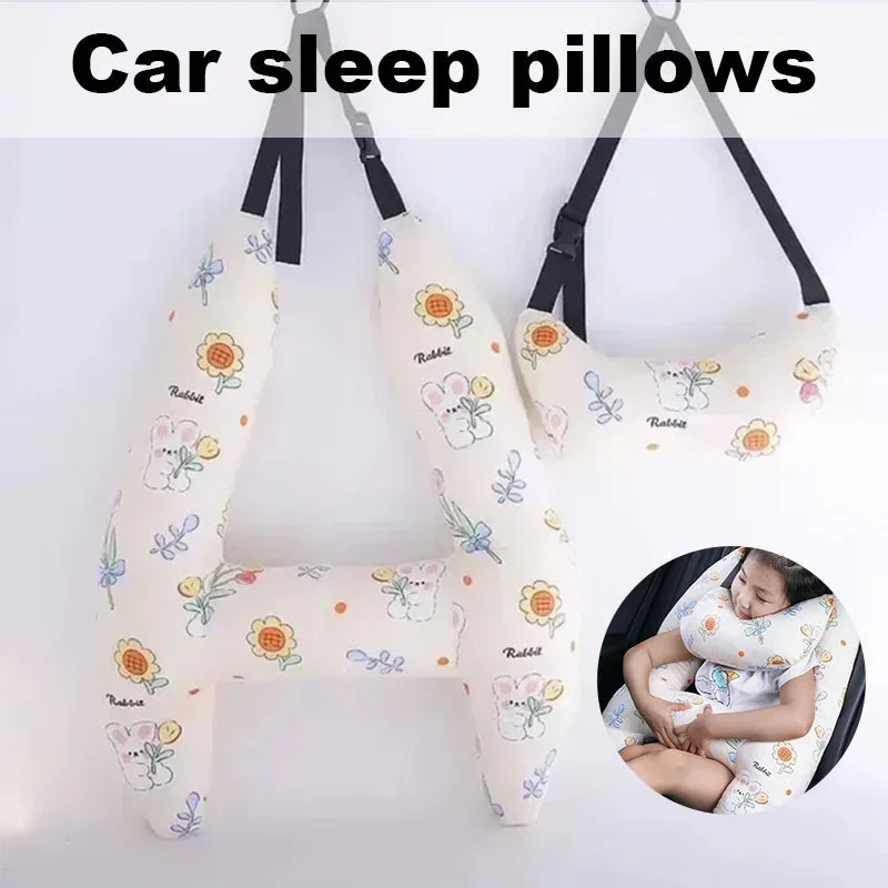 GM Sleep Neck Support H Shape Travel Pillow Pad Kids Women Tools Car Seat Safety Neck Pillow Cute for Kids and Adults