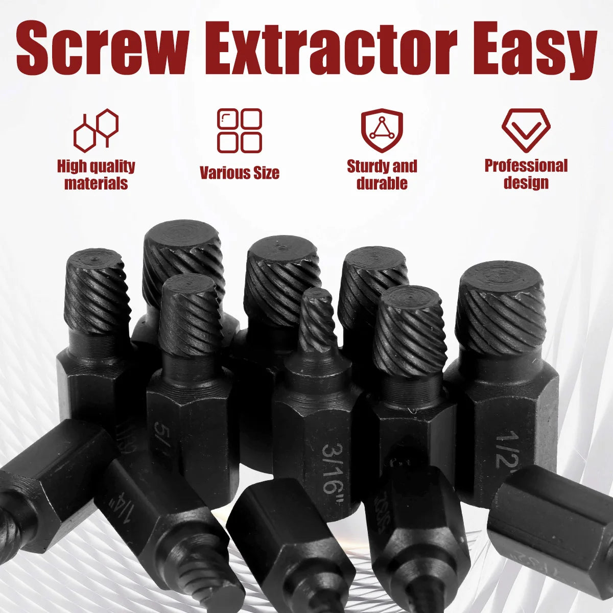 13/10Pcs Damaged Screw Extractor Kit Bolt Nut Extractor Alloy Steel Screw Remover Tool Easy Out Drill Bits Broken Screw Stud