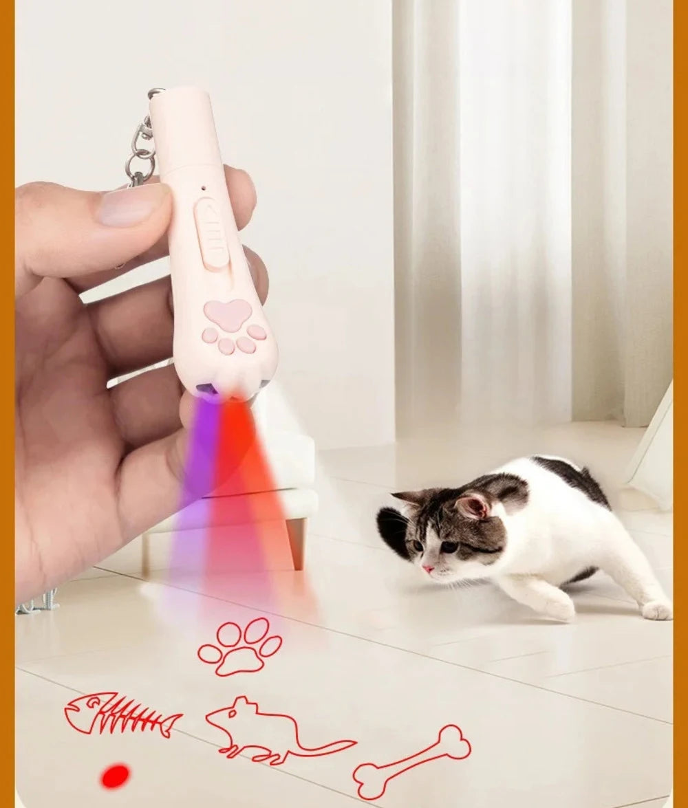 Laser Cat Teaser with Keychain USB Charging Pet Projector Pen Interactive Training Toy Pet Supplies