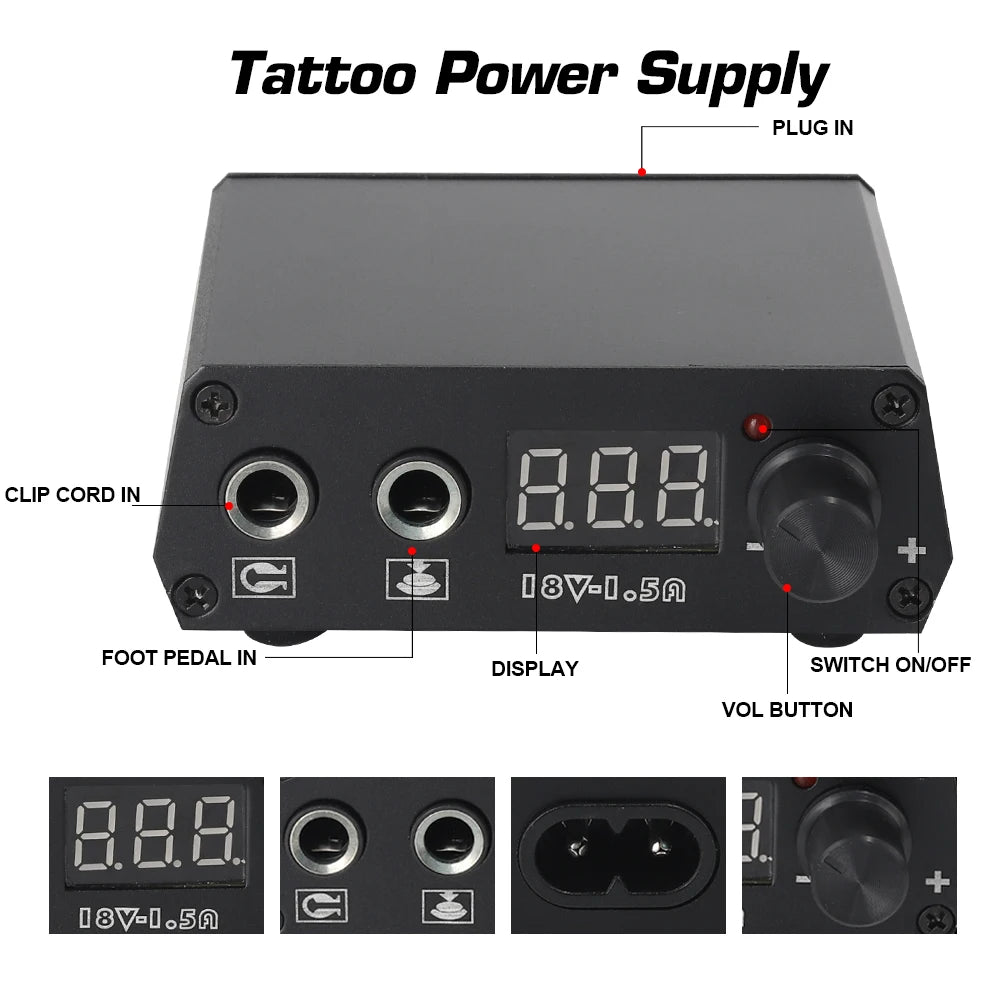 Beginner Tattoo Kit Professional Rotary Tattoo Pen Set Power Supply Cartridge Needle Ink DC Interface Makeup Gun Complete Kit