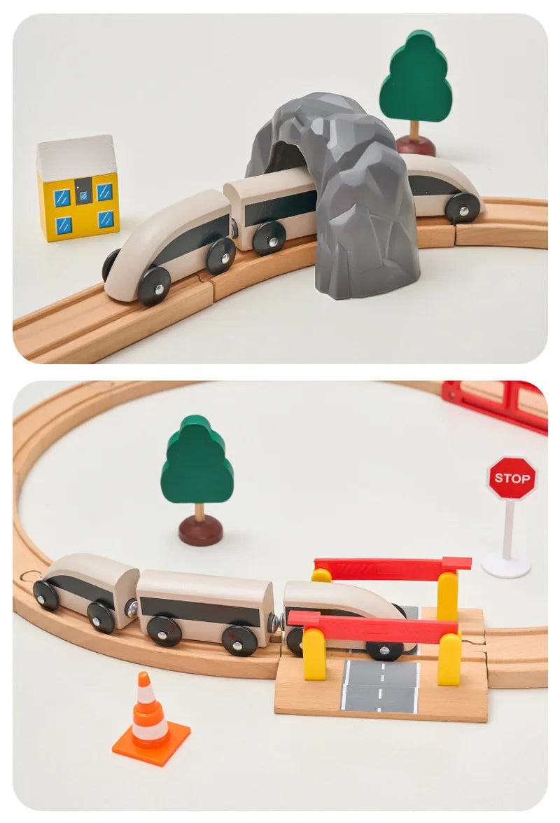 Wood Railway Track Set Expansion Package DIY Building Blocks Accessories Tracks Fit for Biro Wooden Tracks Kids Educational Toys