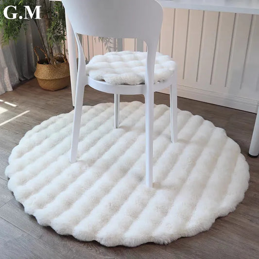 Super Soft Plush Round Rug Fluffy White Carpets for Living Room Cute Circle Kids Rug Bedside Rugs Non-slip Floor Mat Chair Mats