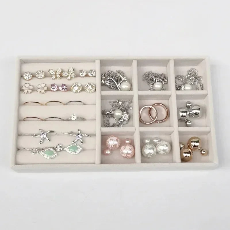 Hot Sales Portable Velvet Jewelry Ring Jewelry Display Organizer Box Tray Holder Earring Jewelry Storage Case Showcase Drawer