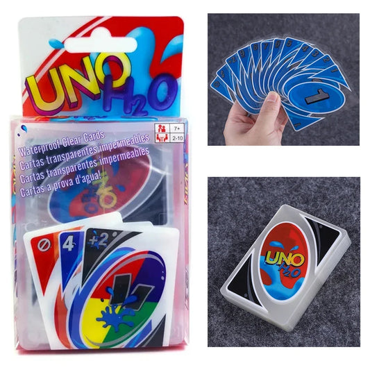 New UNO H2O Card Game Clear WaterProof Pressure Proof PVC Plastic Transparent Kids Toys Playing Cards Board Games Birthday Gifts