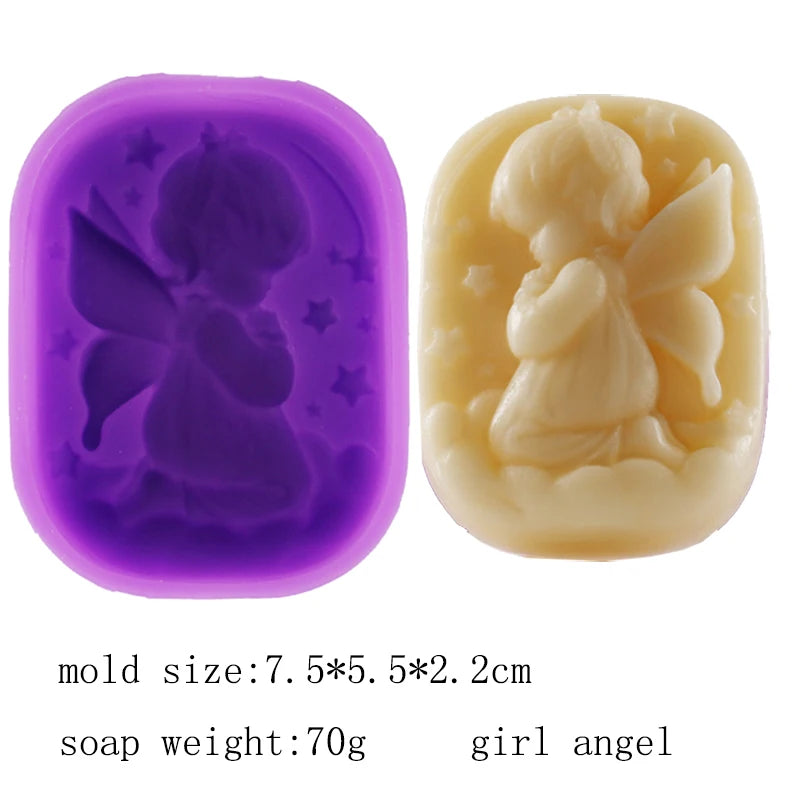 Handmade Angel Silicone Soap Mold Soap Making 3D Oval Rectangle Soap Craft Mold Party Wedding Gifts Bathroom Kitchen Soap Mold