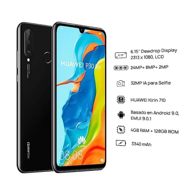 Global HUAWEI P30 Lite Smartphone Android 6.15 inch 128GB ROM 4GB RAM 48MP+32MP Cell phone Google Play Unlocked Mobile phones