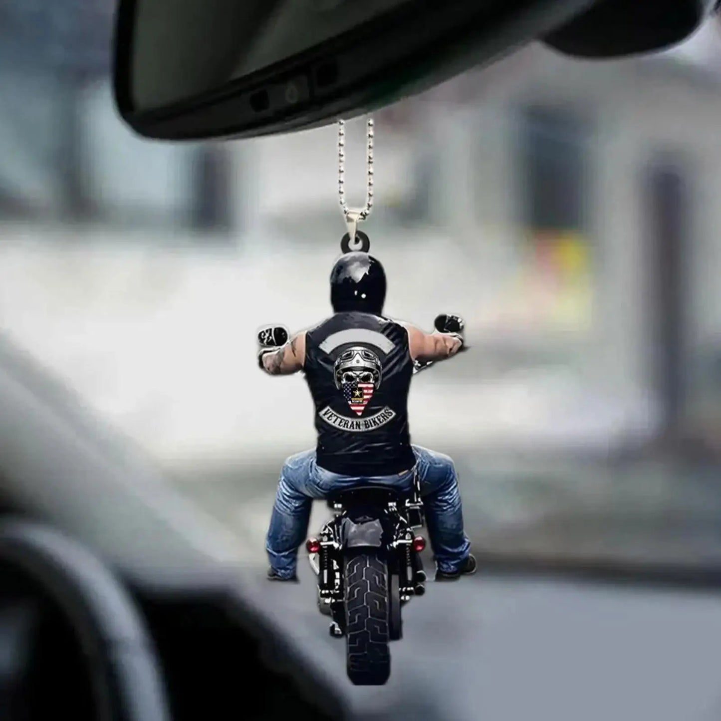 2D Motorcycle Rider Pendant Car Rear View Mirror Hanging Pendant Decorative Ornaments Auto Car Interior Decor Supplies