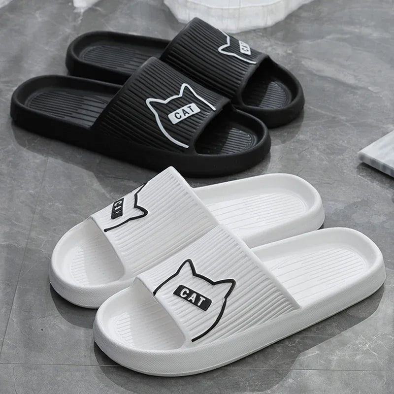 New Fashion Cartoon Couple Non-slip Flat Slides Summer Lithe Sandals For Women Men Slippers Ladies' Home Shoes Indoor Flip Flops