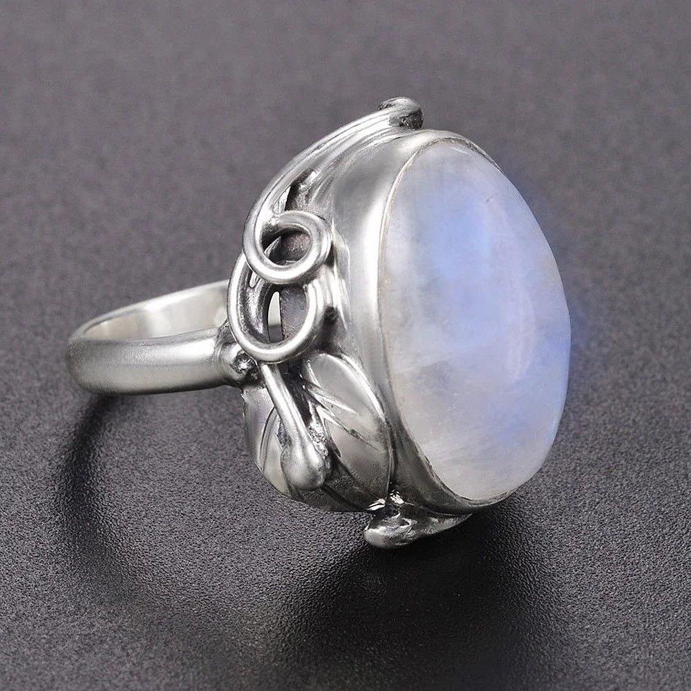 925 Sterling Silver Oval 11*17mm Moonstone Rings for Men Women Jewelry Ring Party Wedding Anniversary Gift Vintage Ring