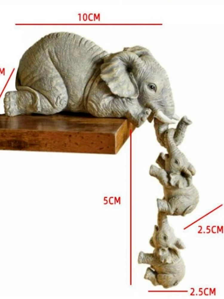 3pcs/set DIY Creativity Cute Elephant Figurines Elephant Holding Baby Elephant Resin Crafts Home Furnishing Gift