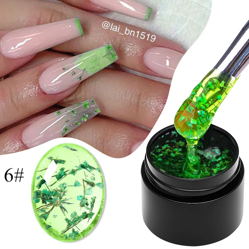 MEET ACROSS Pink Purple Blue Dried Flower Gel Nail Polish Summer Natural Flower Nail Art Painting Soak Off UV LED Gel Varnishes