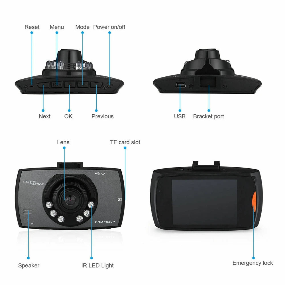 Full HD Car DVR Camera Tachograph Night Vision Digital Car Dash Cam Recorder G-sensor Vehicle Dashboard Camera