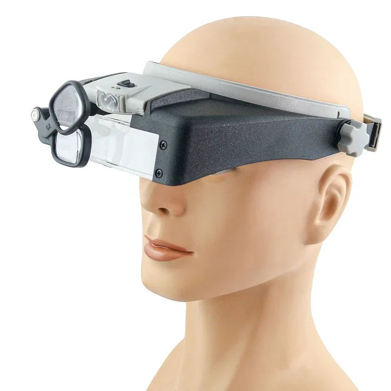 Glasses LED Light Lamp Head Loupe Jeweler Headband Magnifier Eye Glasses Optical Glass Tool