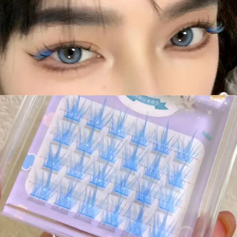 Pink/White/Blue/Purple Colored Eyelash Clusters Manga Lashes Colored False Eyelashes Natural Long Faux Bunche Makeup Wholesale