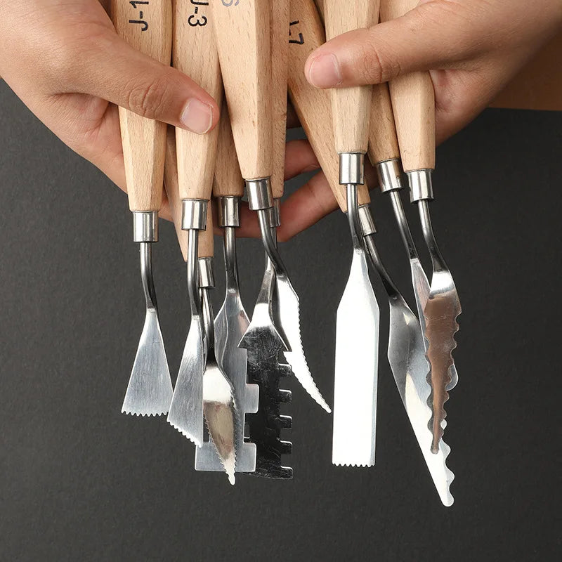 10pc oil painting knives scrapers color palette knife tools for wooden irregular texture flower shovels art color painting tools