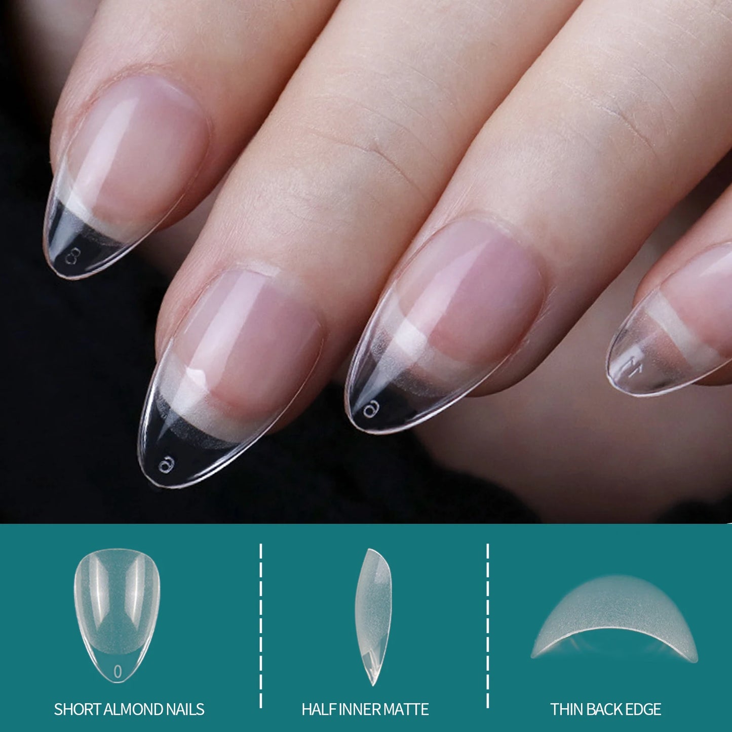 Nailpop Extra Short Nail Capsule Half Matte Fake Nail Tips Almond Coffin Square Full Cover Acrylic Artificial Nails 600/120pcs