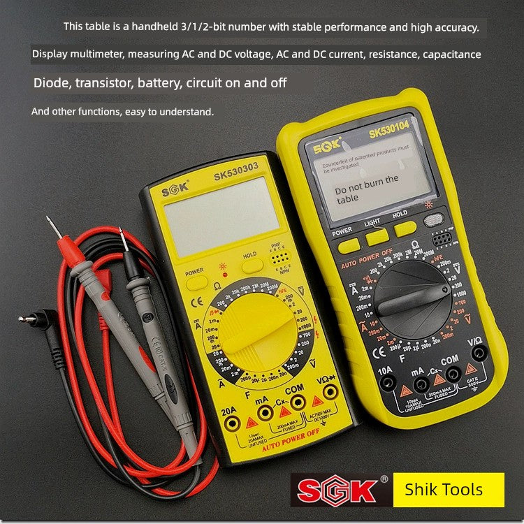 Current Digital Display Multimeter Shike Electric Appliance Home Appliance Maintenance Student Household Hydropower Project Anti-Burn Digital Multimeter