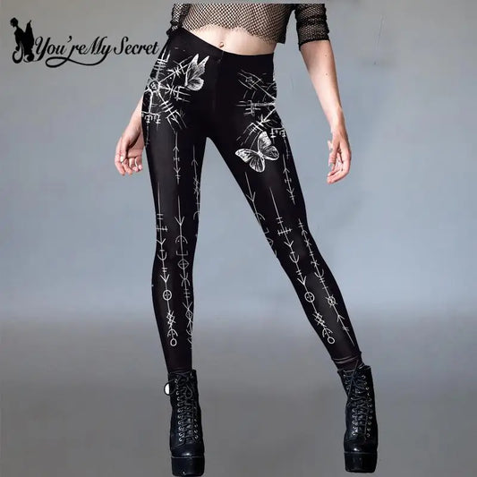 [You're My Secret] Legging for Women 3D Divination Print Goth Style Ankle Pants Sexy Stretch Leggin Sport High Waist Yoga Pants