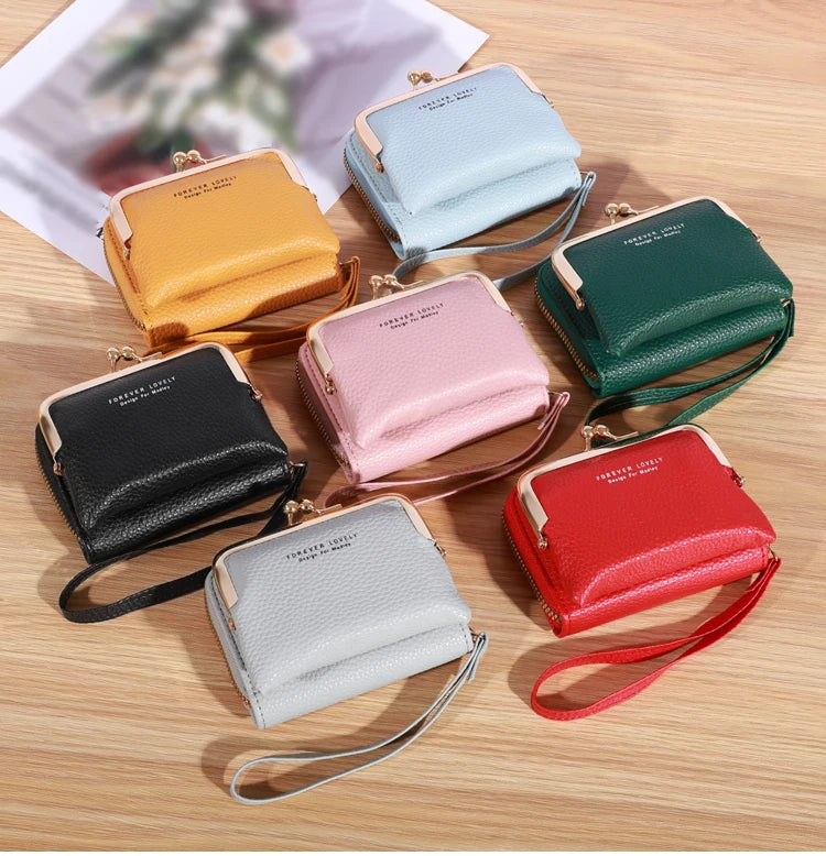 Wallet Women's Fashion Wrist Strap Short Zero Wallet Large Capacity Coin Clip Bag Multiple Card Positions Card Bag Money Clip